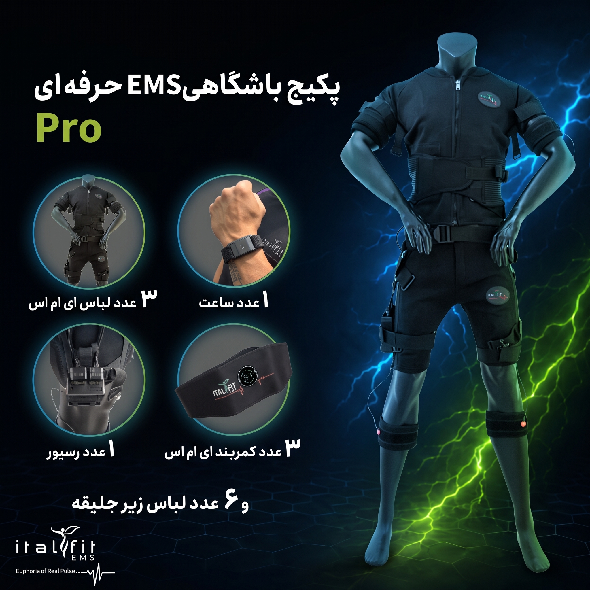 پکیج حرفه‌ای دستگاه EMS باشگاهی (Pro Package)